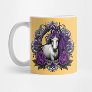 Horse Surrounded By Purple Violet Flowers New Jersey State Tattoo Art Mug